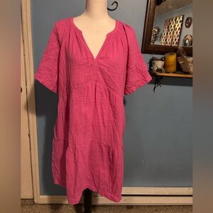 Gap, Pink 100% Cotton, V-Neck Dress